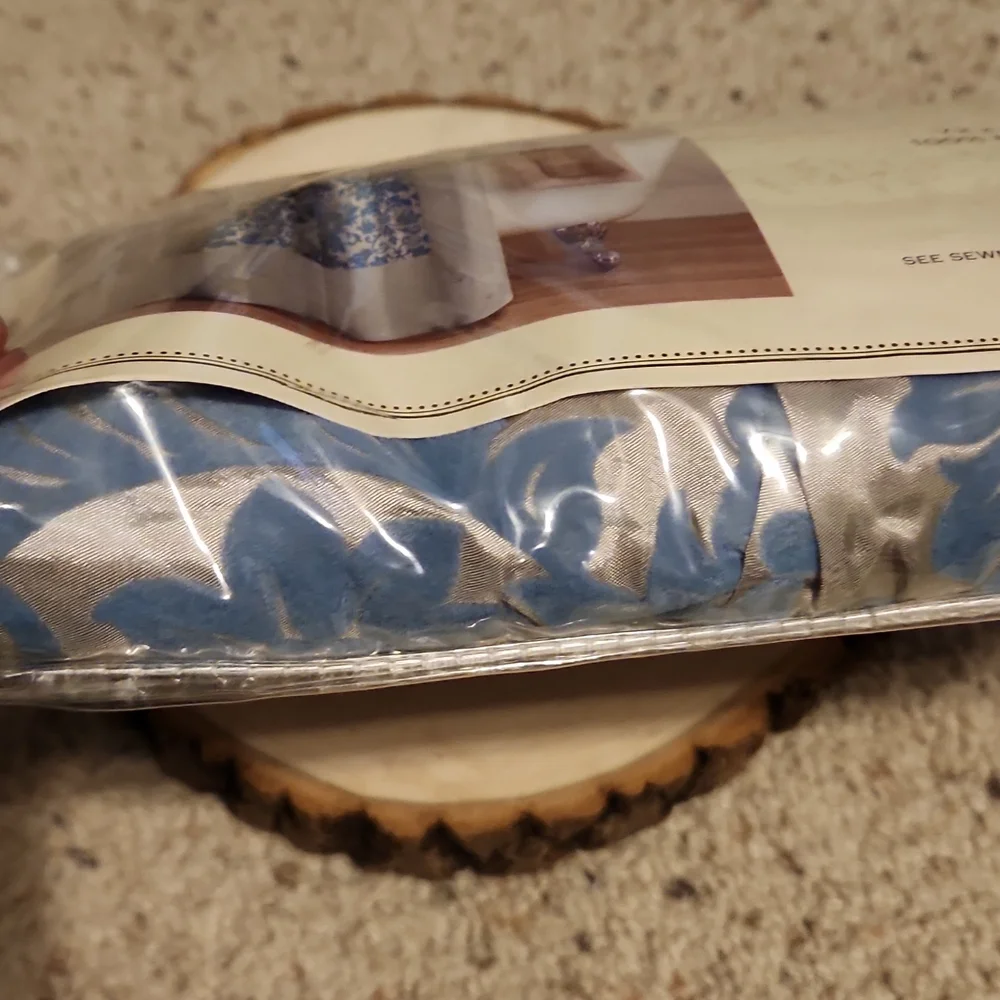 Bella Lux Fine Linens Floral Medallion Shower Curtain Blue Silver NEW